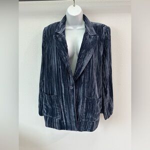 Treasure & Bond Women's Striped Velvet Blazer in Dark Gray